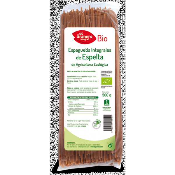 Espaguetis Espelta Integral Bio 500g El Granero